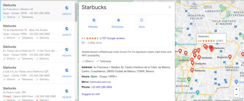 Ejemplo de Google My Business